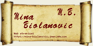 Mina Biolanović vizit kartica